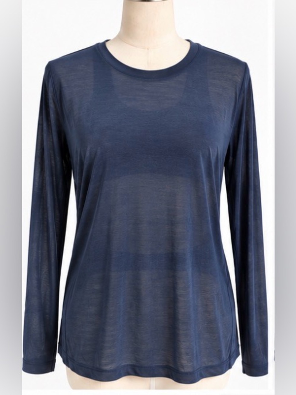 [Lululemon] Vintage Sheer Luon Long Sleeve Top Navy Blue Lightweight Sz: 6